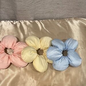 Set of Three Flower Hair Scrunchies